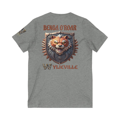 Wylieville After Dark: Benga O’Roar & W Logo Sleeve Unisex Jersey Short Sleeve V-Neck Tee