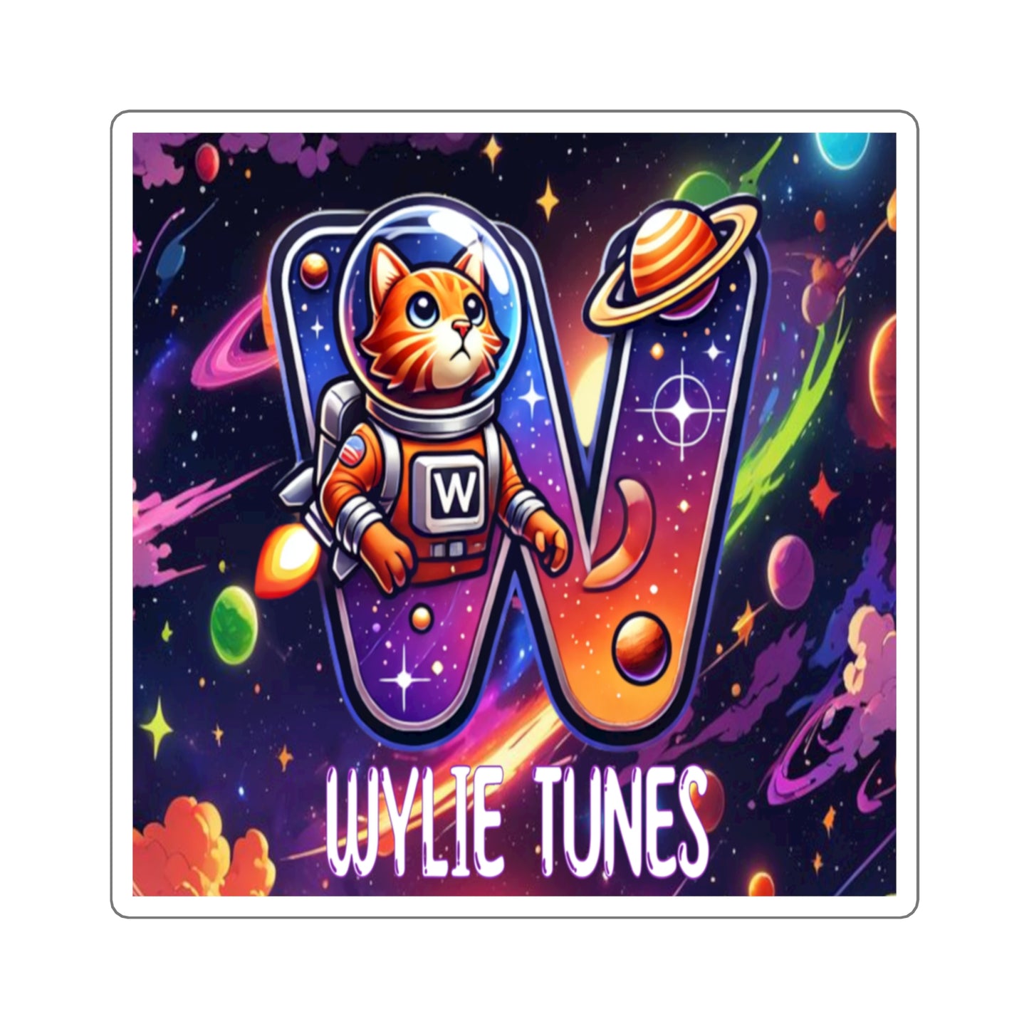 Wylie Tunes: Space 1 Square Stickers