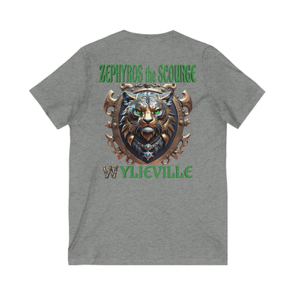 Wylieville After Dark: Sea of Treachery Zephyros on the Back Unisex Jersey Short Sleeve V-Neck Tee