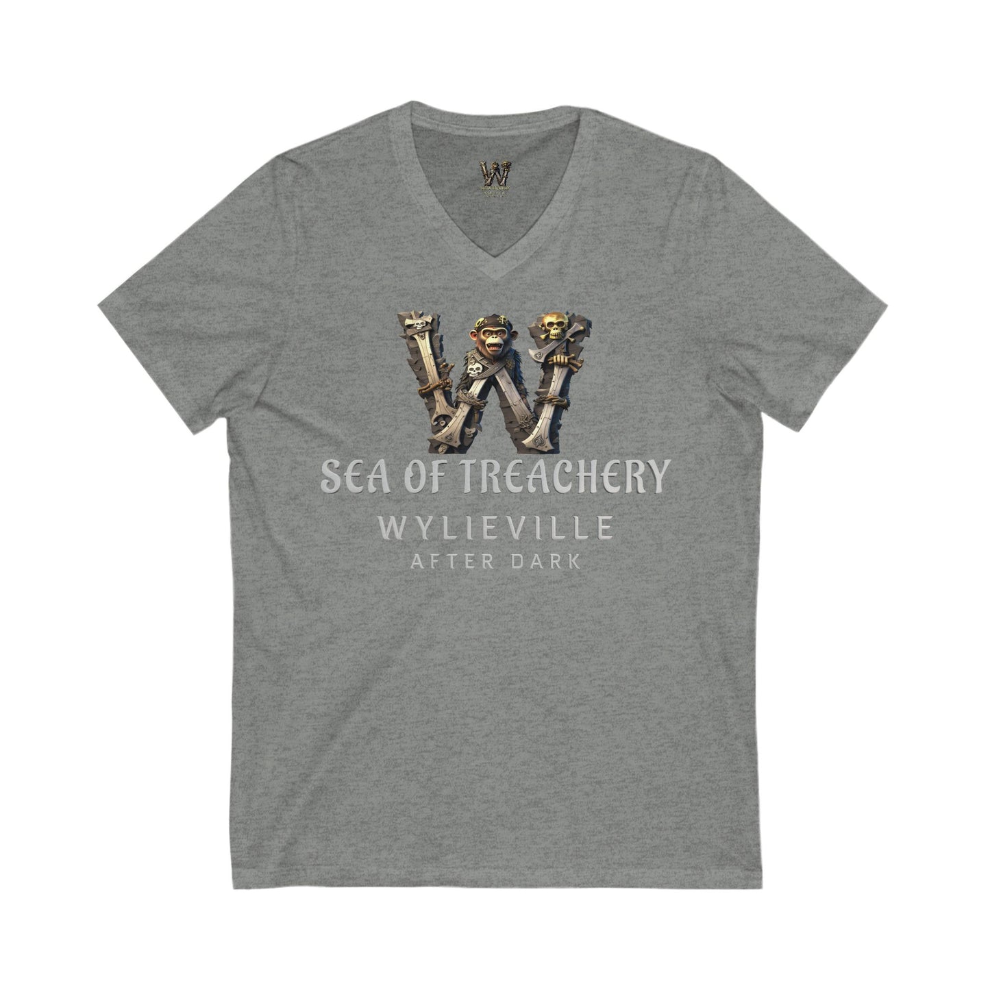 Wylieville After Dark: Sea of Treachery Logo Unisex Jersey Short Sleeve V-Neck Tee