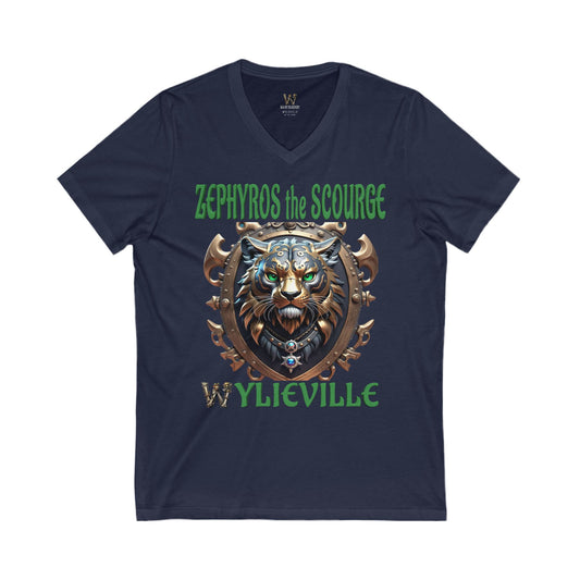 Wylieville After Dark: Sea of Treachery Zephyros Unisex Jersey Short Sleeve V-Neck Tee