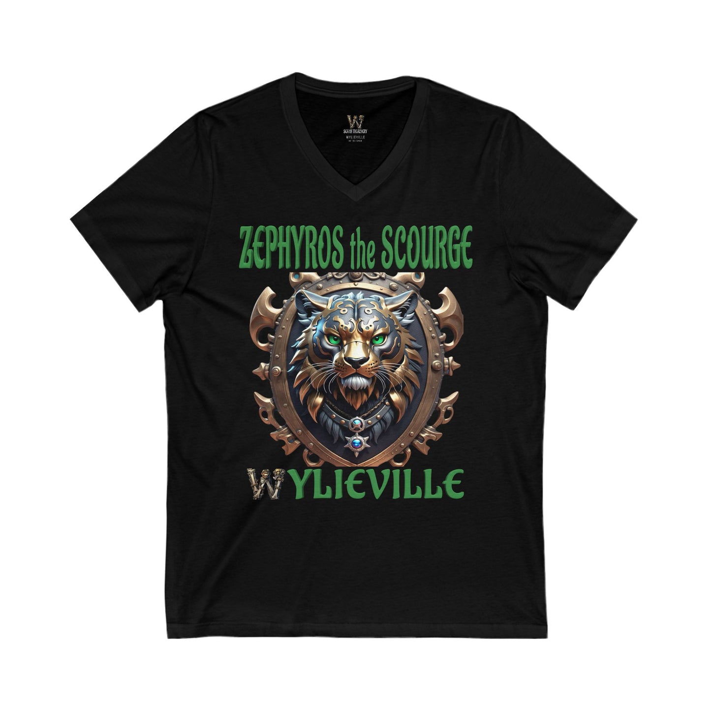 Wylieville After Dark: Sea of Treachery Zephyros Unisex Jersey Short Sleeve V-Neck Tee