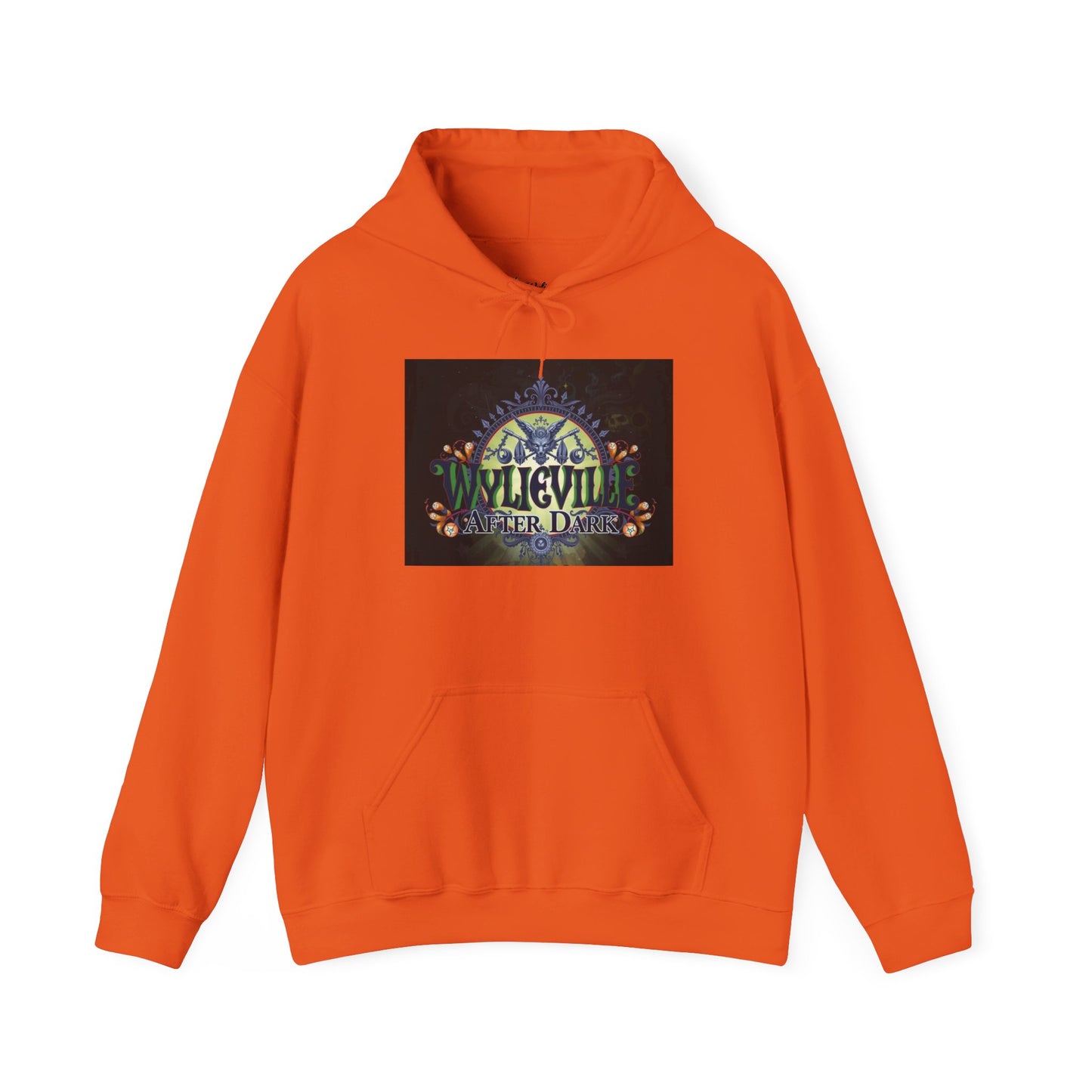 Wylieville After Dark: Unisex Heavy Hooded Sweatshirt 2