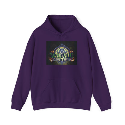 Wylieville After Dark: Unisex Heavy Hooded Sweatshirt 2