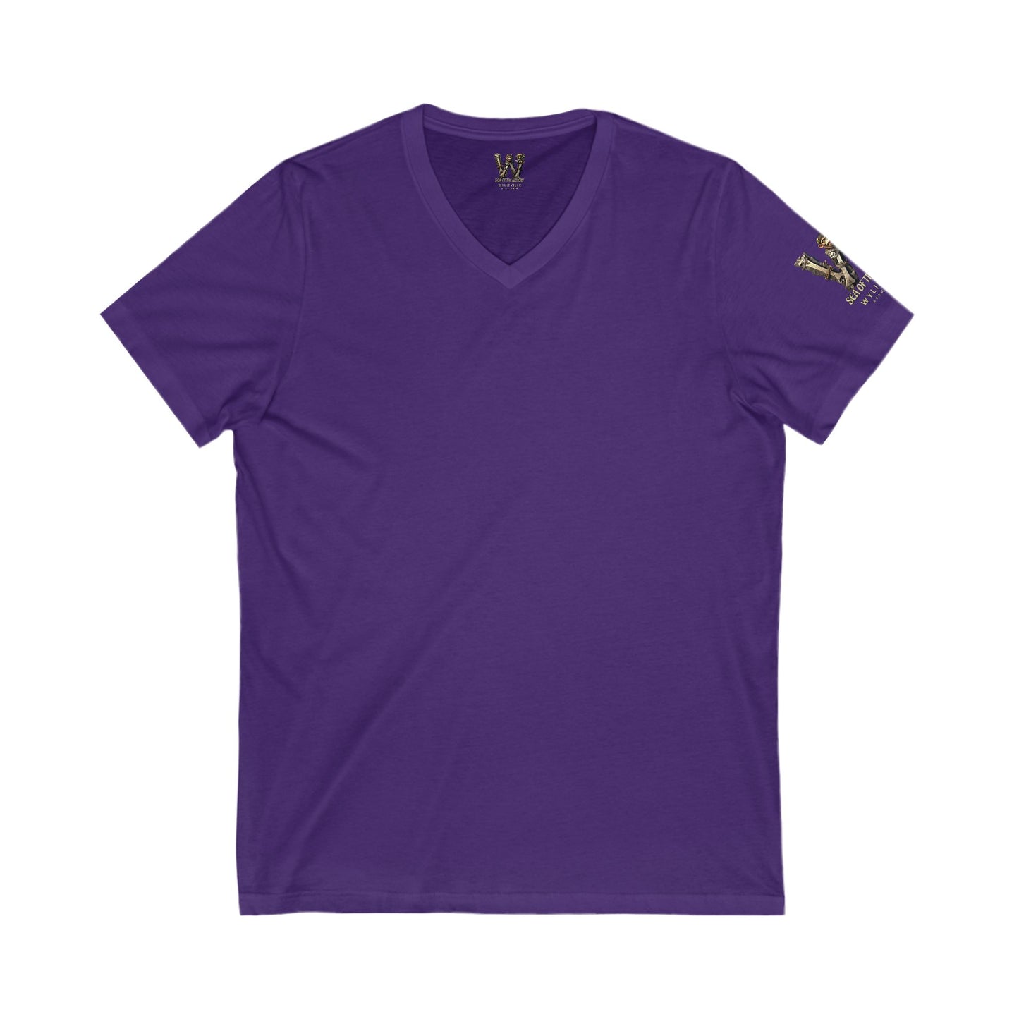 Wylieville After Dark: Vesper Fang  & W Logo Sleeve Unisex Jersey Short Sleeve V-Neck Tee