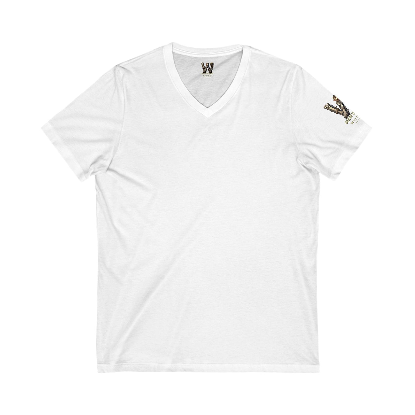 Wylieville After Dark: Benga O’Roar & W Logo Sleeve Unisex Jersey Short Sleeve V-Neck Tee