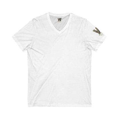 Wylieville After Dark: Benga O’Roar & W Logo Sleeve Unisex Jersey Short Sleeve V-Neck Tee