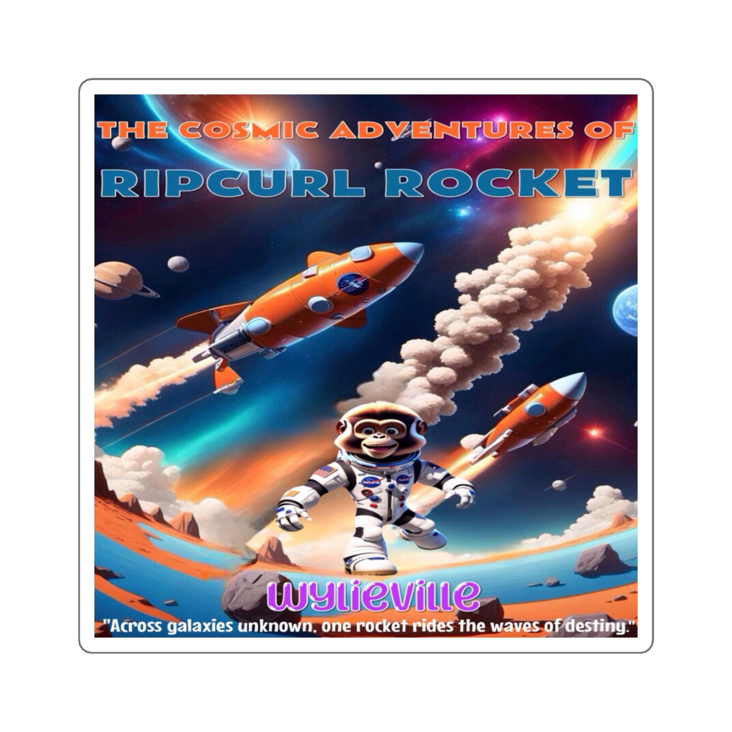 Wylieville: The Cosmic Adventures of RipCurl Rocket Square Stickers