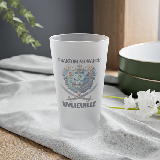 Wylieville After Dark: Phantom Monarch Frosted Pint Glass, 16oz