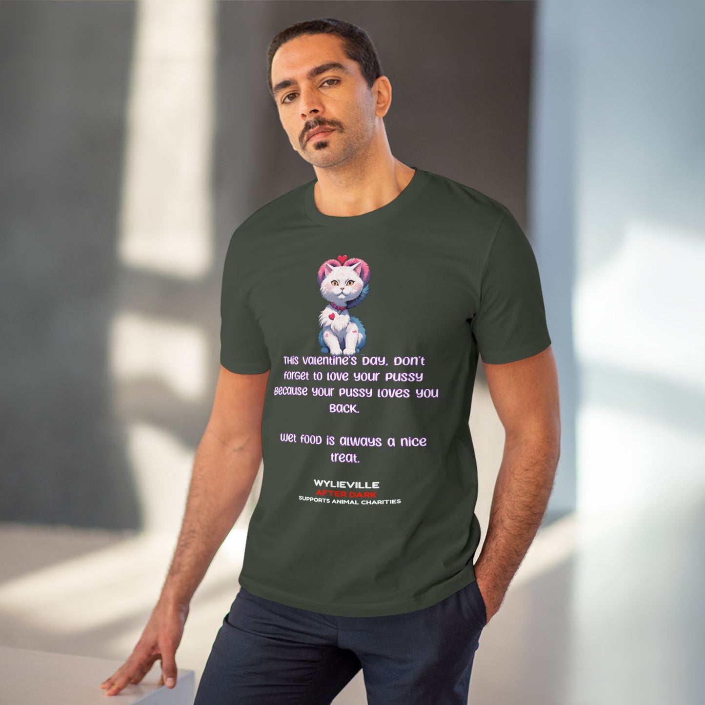 Wylieville After Dark: Valentine's Day Organic Creator T-shirt - EU Size Unisex