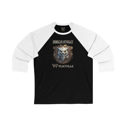 Wylieville After Dark: Counselor Arywallex Unisex 3\4 Sleeve Baseball Tee