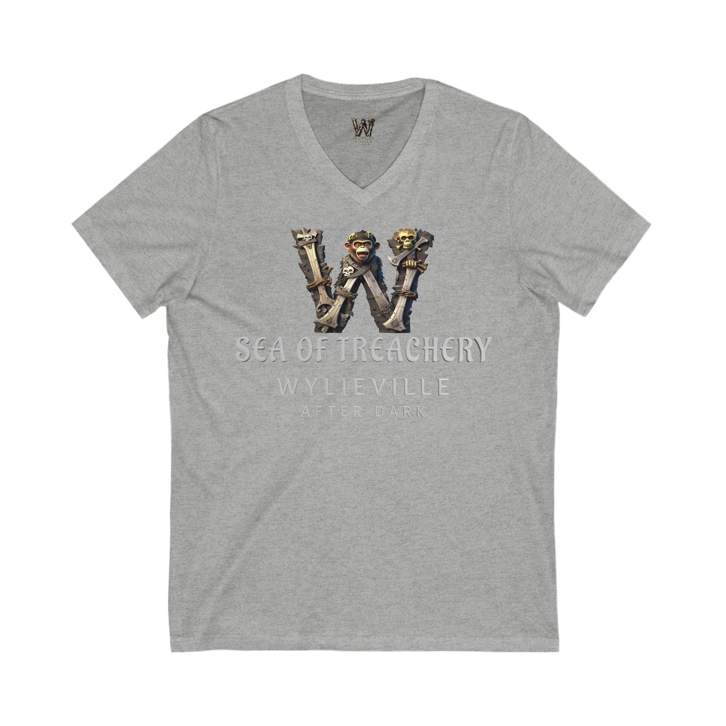 Wylieville After Dark: Sea of Treachery Logo Unisex Jersey Short Sleeve V-Neck Tee