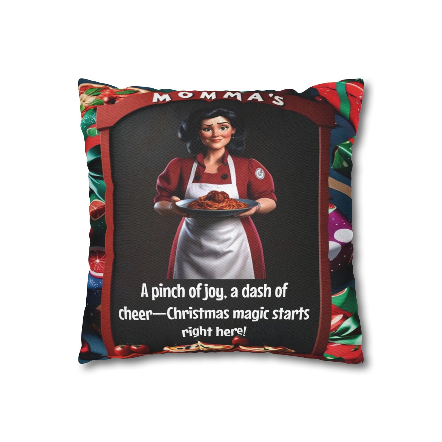 Wylieville: Momma Cannoli's Pinch of Christmas Spun Polyester Square Pillowcase 14