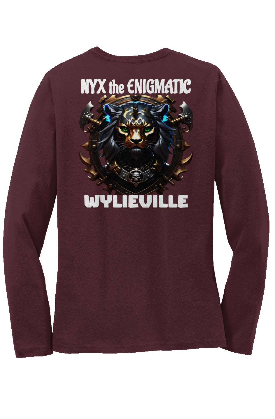 Wylieville After Dark: Nyx on the back Long Sleeve Core Cotton Tee