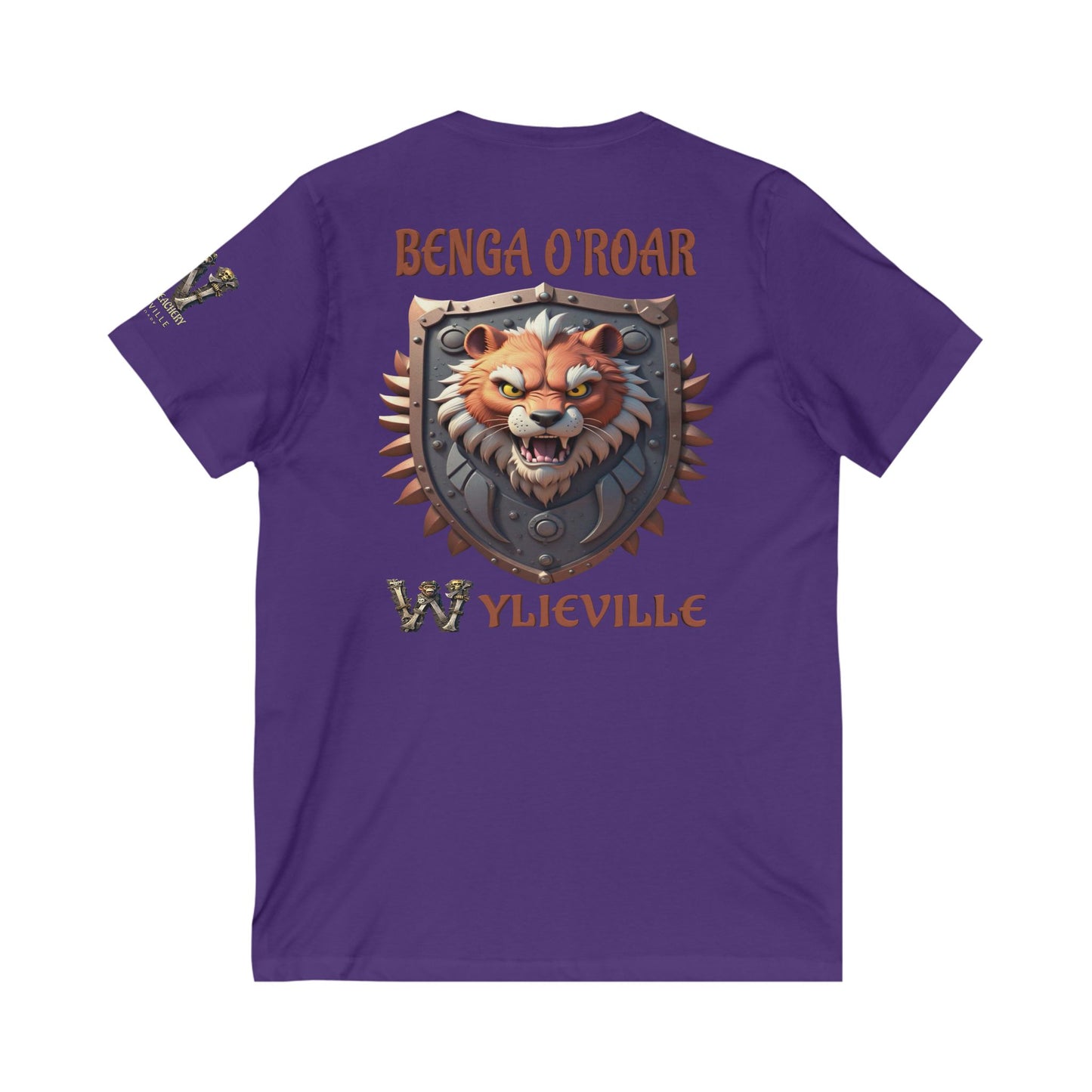 Wylieville After Dark: Benga O’Roar & W Logo Sleeve Unisex Jersey Short Sleeve V-Neck Tee