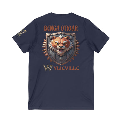 Wylieville After Dark: Benga O’Roar & W Logo Sleeve Unisex Jersey Short Sleeve V-Neck Tee