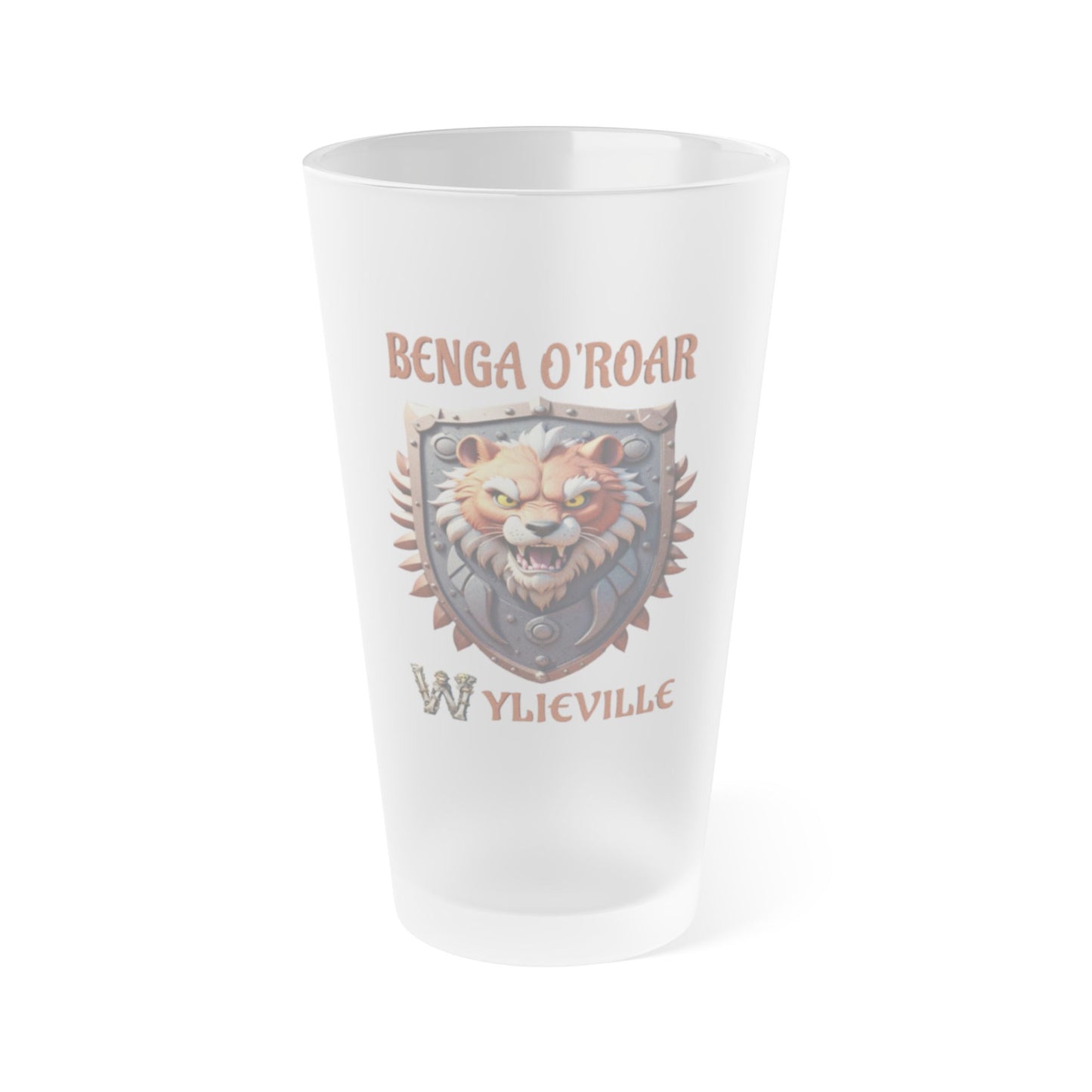 Wylieville After Dark: Benga O’Roar Frosted Pint Glass, 16oz