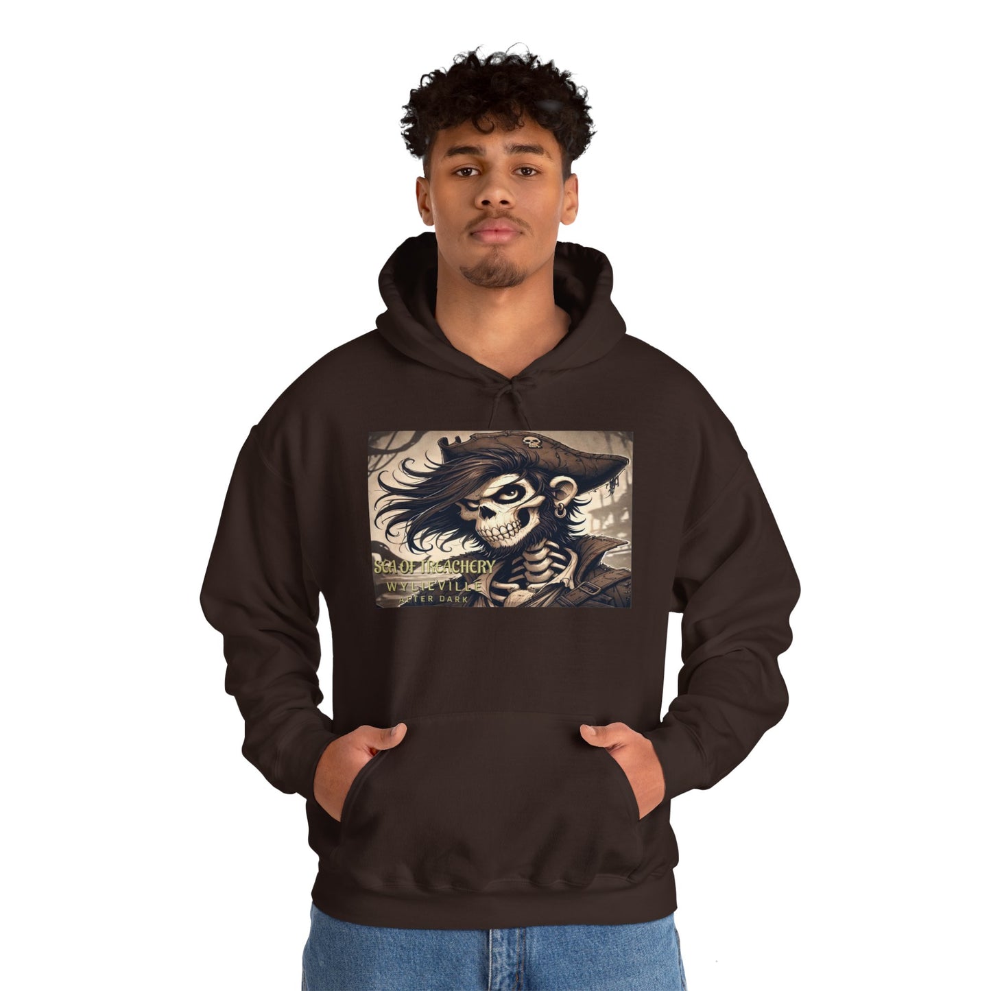 Wylieville After Dark: Sea of Treachery Unisex Illustration Hooded Sweatshirt