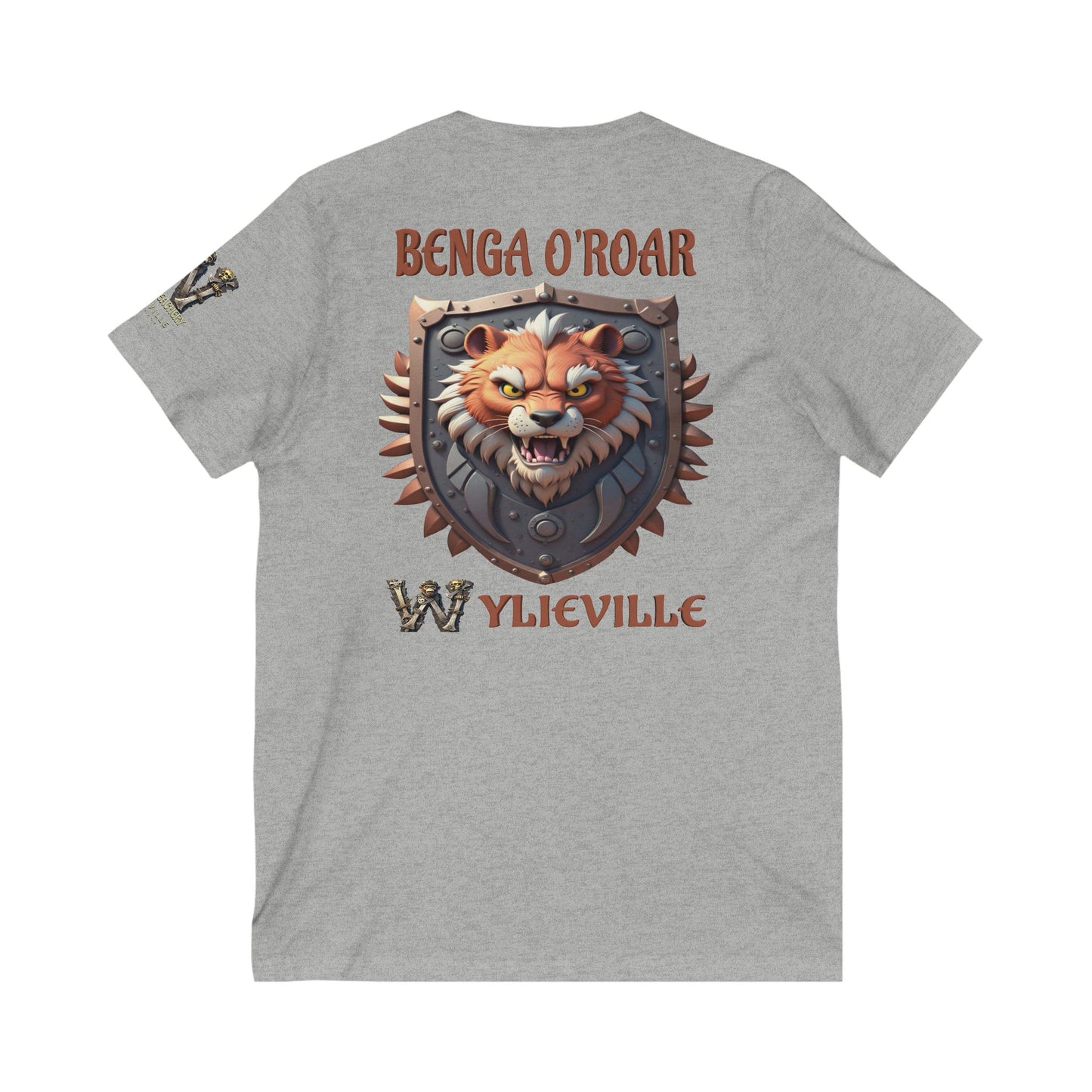 Wylieville After Dark: Benga O’Roar & W Logo Sleeve Unisex Jersey Short Sleeve V-Neck Tee