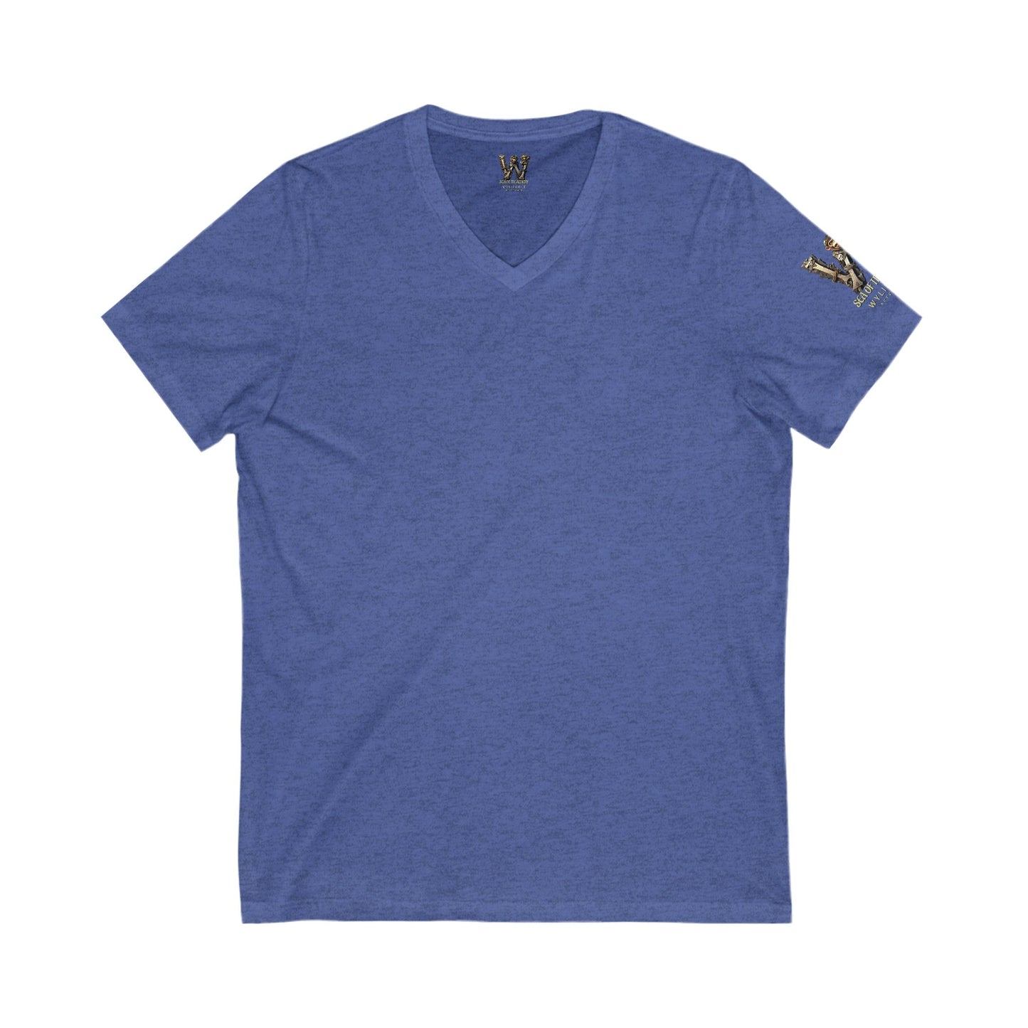 Wylieville After Dark: Aurion the Intrepid & W Logo Sleeve Unisex Jersey Short Sleeve V-Neck Tee