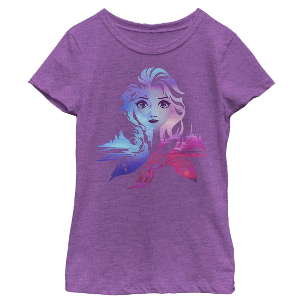 Girl's Disney Elsa Two Tone Gradient Portrait T-Shirt