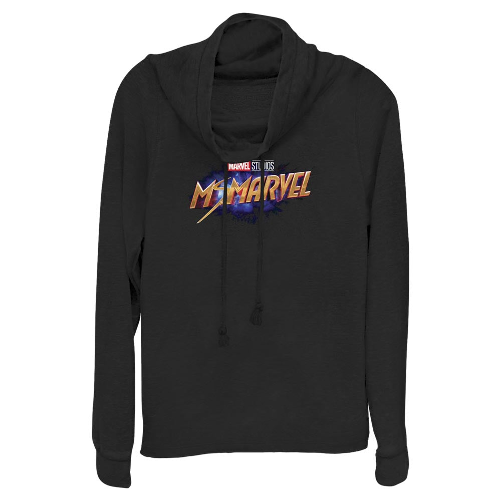 Junior's Marvel Ms Logo Cowl Neck