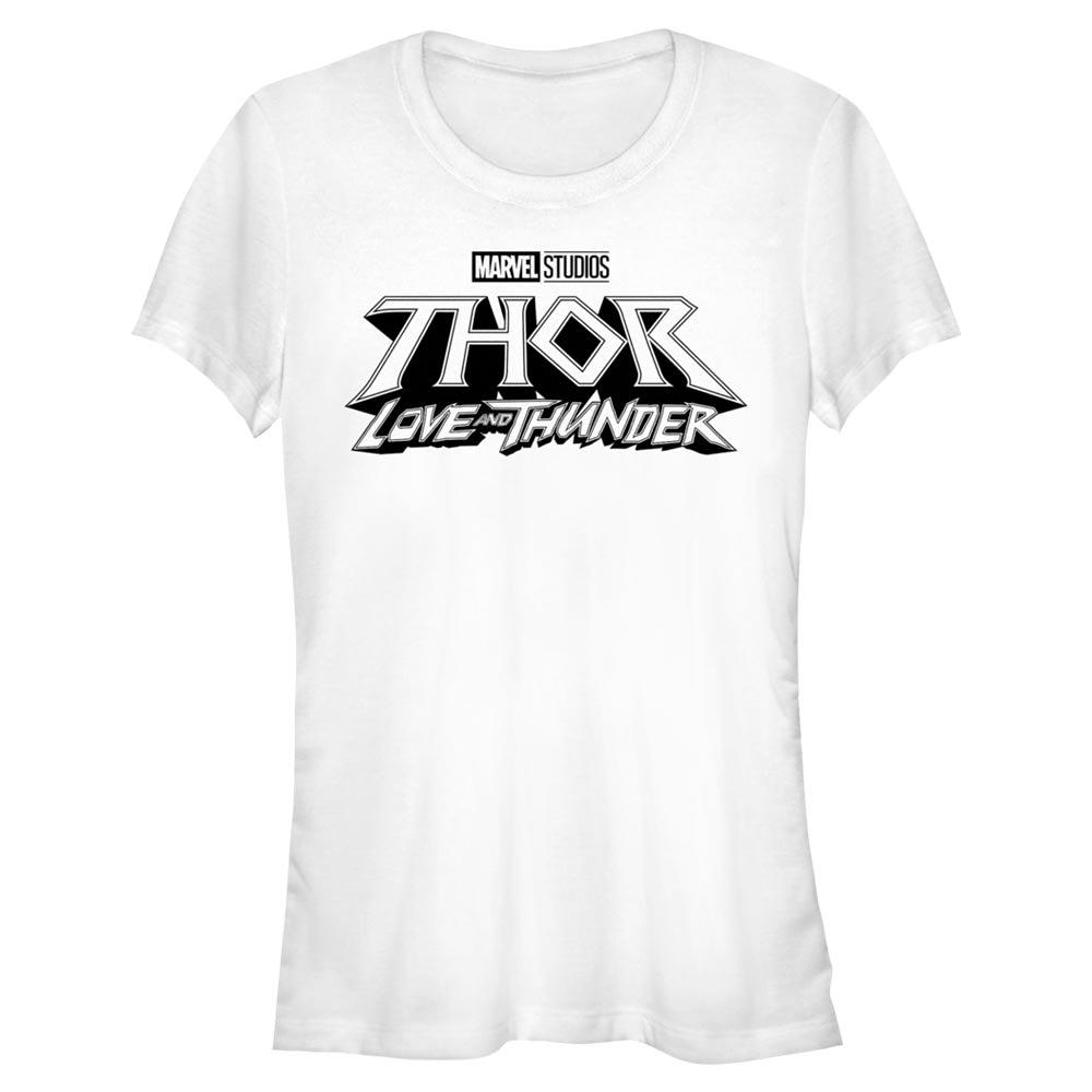 Junior's Marvel White Logo T-Shirt