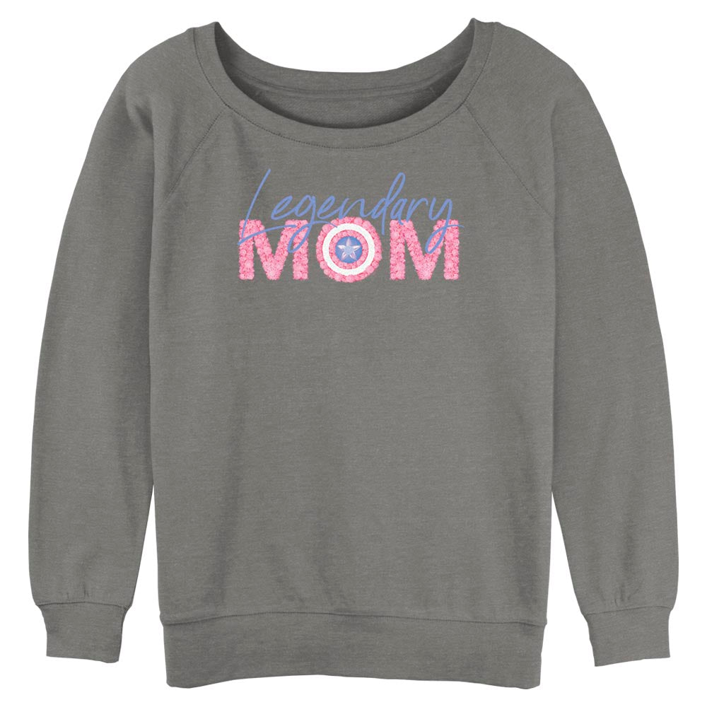 Junior's Marvel Legendary Mom Flowers Raglan Pullover